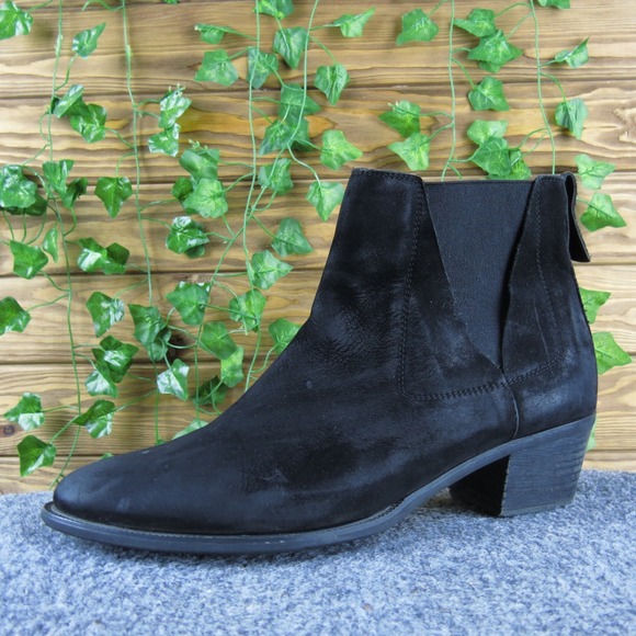 David Tate Black Leather Ankle Boots Wide Width Women's Shoes 10 - Picture 1 of 9